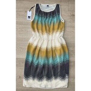 NWT Missoni Dress Womens 44 Knit Zigzag Wave Sleeveless Lined  Crew Neck Beach
